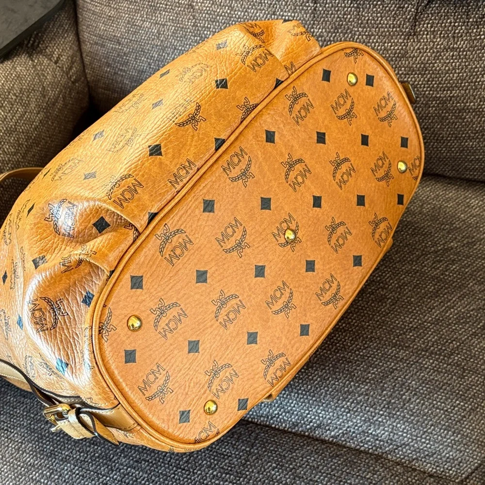 MCM Cognac Visetos Shoulder/ Hobo Bag with  Lock and Key- Clean interior